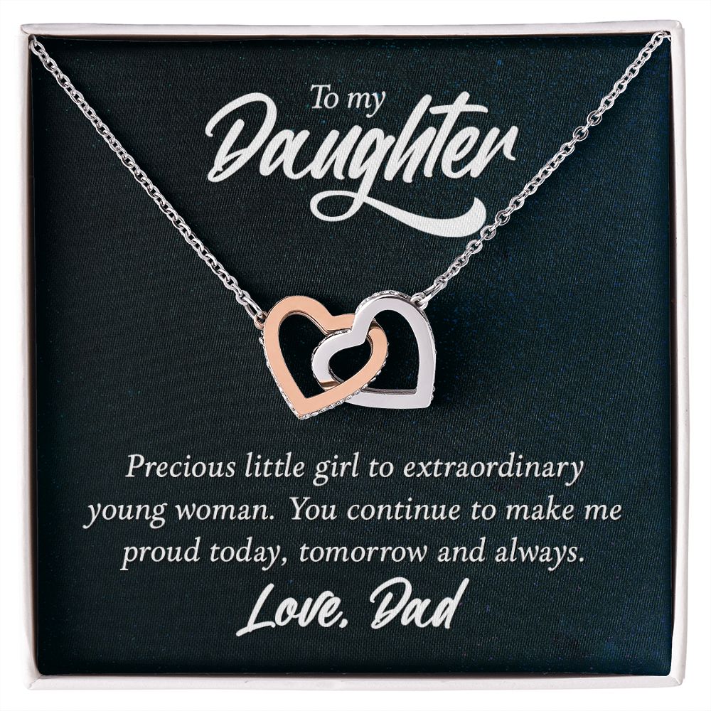To My Daughter Necklaces Pendants - Father and Daughter Necklace - Gift from Daddy - Luxury Necklace Silver On Birthday, Anniversary - Includes Gift Box Interlocking Hearts Necklace