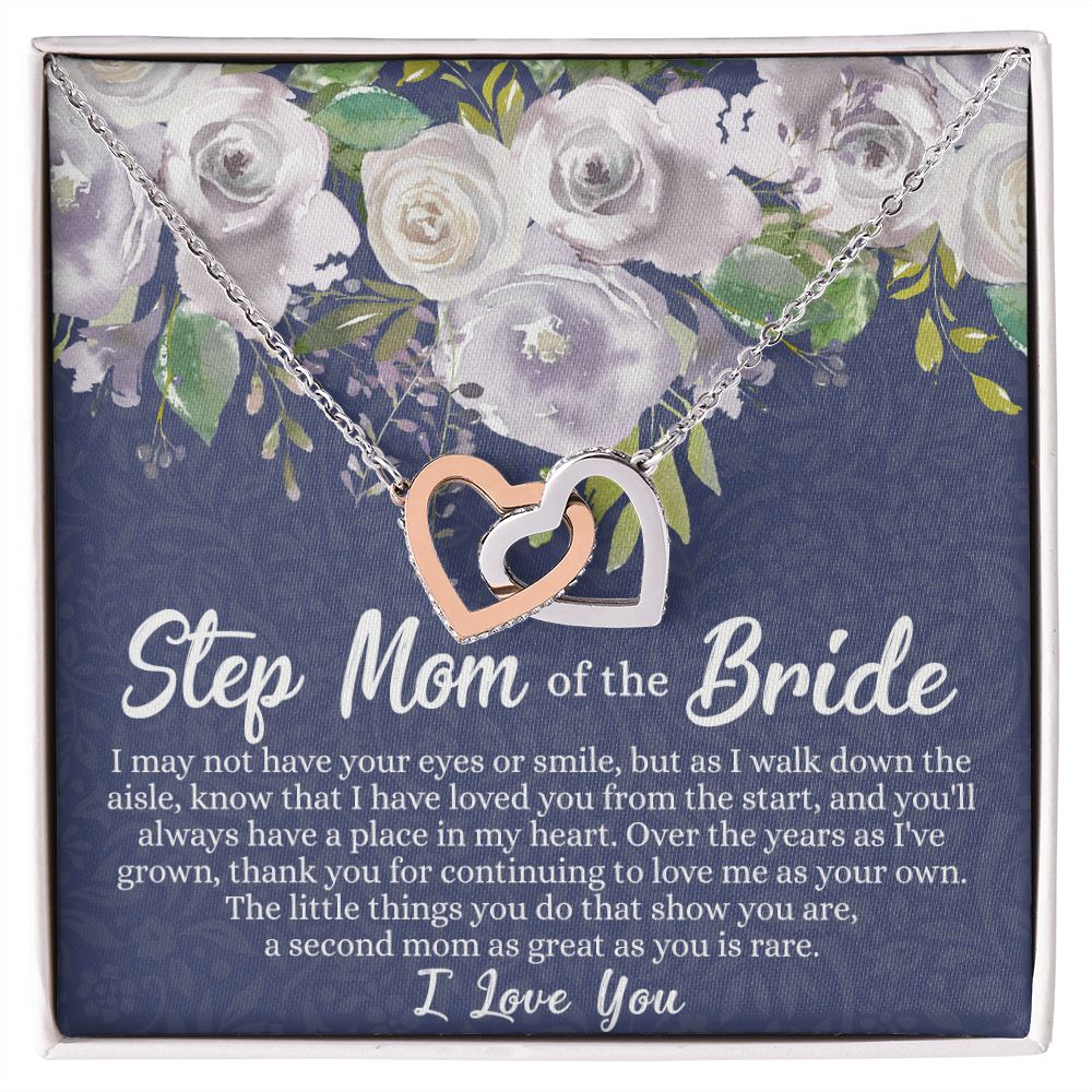 To My Stepmother of the Bride Necklace, Stepmother of the Bride Gifts Idea, Necklace for Stepmom of the Bride Gifts, Wedding Gifts for Stepmom, Gifts for Step Mother of the Bride Interlocking Hearts Necklace