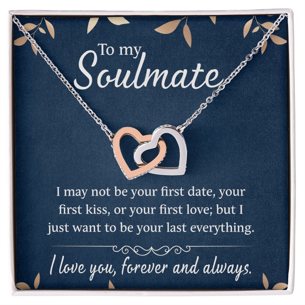 To My Soulmate Necklace for Women Birthday Christmas Jewelry Gifts For My Wife with Message Card Box Personalized Gift Present Pendant for Future Wife Soulmate Girlfriend Love 21 Interlocking Hearts Necklace
