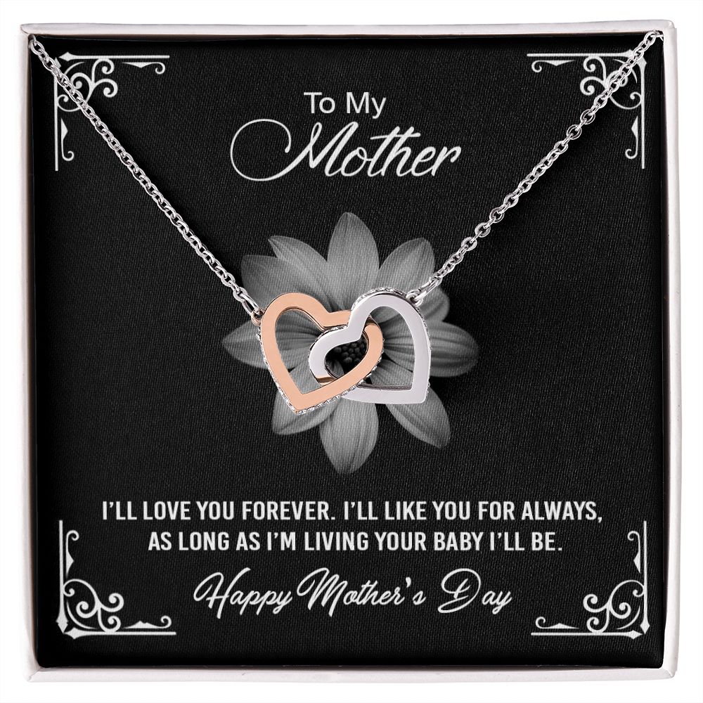 Mom Necklace Gifts for Mom from Daughter to Mom Gifts for Mothers Day from Daughter, To My Mom Necklace from Daughter to Mom Birthday Gifts Necklace with Message Card and Gift Box2247 Interlocking Hearts Necklace