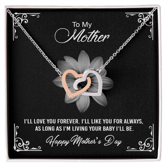 Mom Necklace Gifts for Mom from Daughter to Mom Gifts for Mothers Day from Daughter, To My Mom Necklace from Daughter to Mom Birthday Gifts Necklace with Message Card and Gift Box2247 Interlocking Hearts Necklace