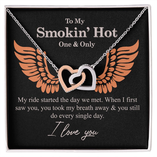 To My Smokin' Hot Necklace Gift One And Only - My Ride Started Alluring Necklace Interlocking Hearts Necklace
