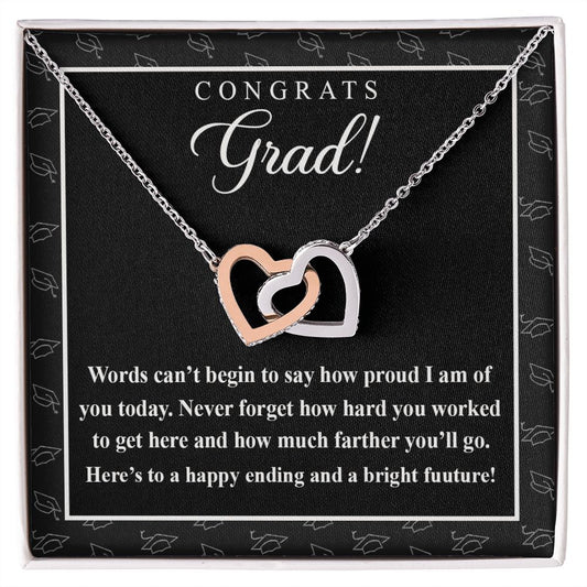 College Graduation Gift Necklace for Daughter, My Daughter Love Knots Necklace Congrats Graduation Pendants Gift For Daughter, Granddaughter, Niece, Sister Interlocking Hearts Necklace