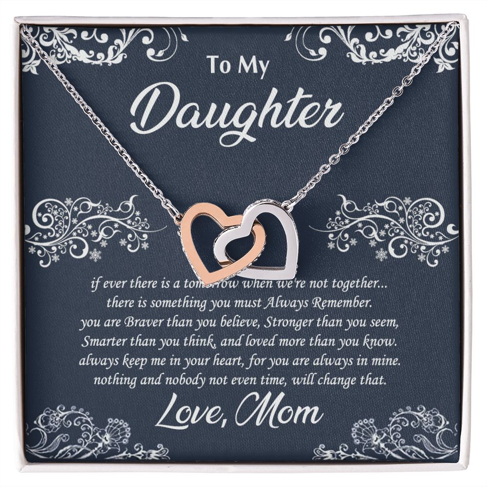 Jewelry Pendant Present for Daughter, To My Daughter Gift Necklace from Mom, Mother Daughter Gift Ideas, Birthday Christmas Gift Graduation Gifts for Daughters, Mother and Daughter Necklace 19 Interlocking Hearts Necklace