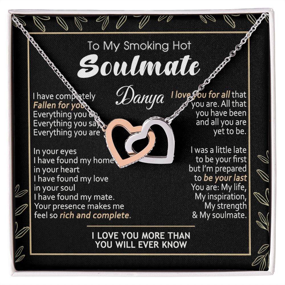 To My Smokin Hot Soulmate Necklace - Wife Gifts From Husband To My Wife Necklace, Gift for Her Romantic, Girlfriend Gifts Necklace for Wife from Men Includes Message Card and Gift Box 7 Interlocking Hearts Necklace