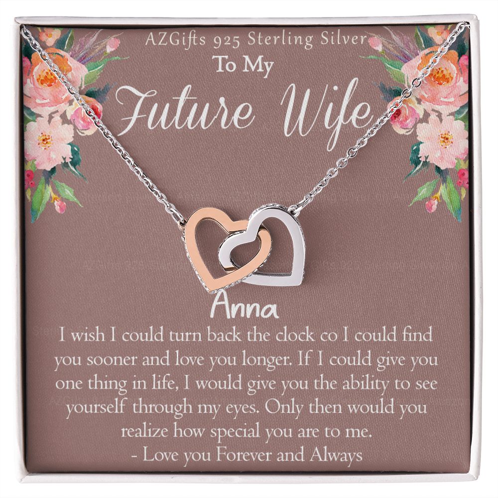 To My Future Wife Necklace from Future Husband Boyfriend Gift for Girlfriend Personalized Necklace Gift for Girlfriend Pendant Jewelry for Fiance Romantic Gifts For Her Interlocking Hearts Necklace