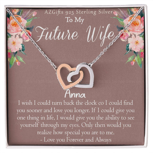 To My Future Wife Necklace from Future Husband Boyfriend Gift for Girlfriend Personalized Necklace Gift for Girlfriend Pendant Jewelry for Fiance Romantic Gifts For Her Interlocking Hearts Necklace