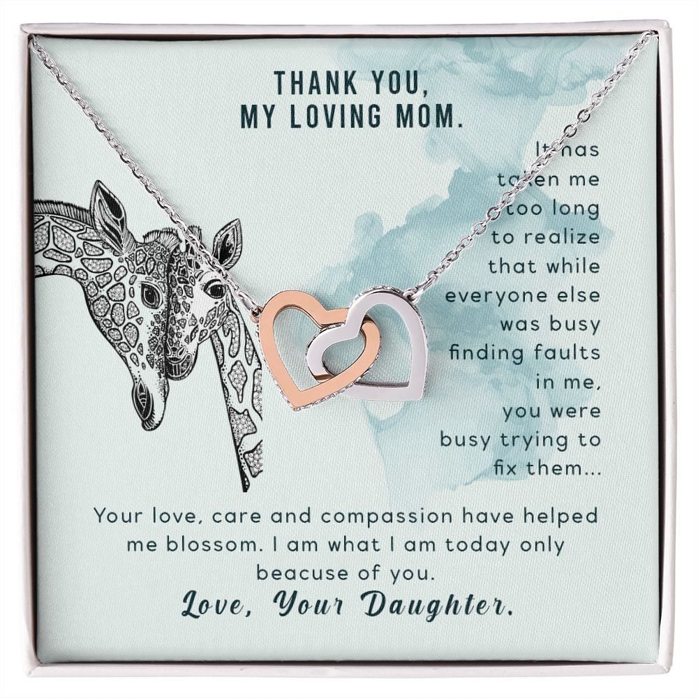 To My Thank You My Loving Mom Giraffe Necklace Pendant Gift From Mom Necklace Gift For To Daughter Birthday Daughter In Law Gift On Birthday Anniversary Gift 30821 Interlocking Hearts Necklace
