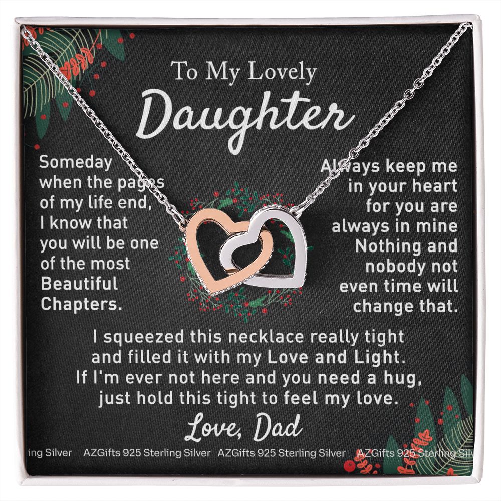 To My Daughter Necklace from Dad Father to Daughter Necklace for Daughter Gift for Daughter Wedding Gift Daughter Jewelry for Daughter Present for Christmas Birthday Gift Interlocking Hearts Necklace