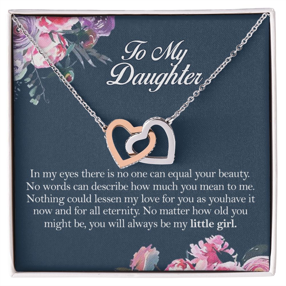 Mother Daughter Gift Ideas, To My Daughter Gift Necklace from Mom, Jewelry Pendant Present for Daughter, Birthday Christmas Gift Graduation Gifts for Daughters, Mother and Daughter Necklace 2139 Interlocking Hearts Necklace