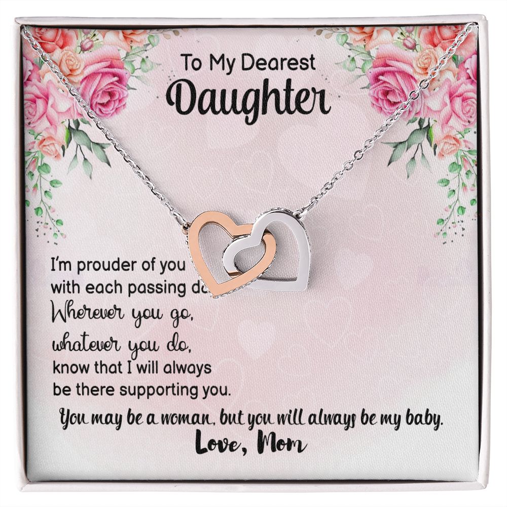 To My Daughter Necklace Gift from Mom, Mother and Daughter Jewelry Necklace for Girls, Mother Daughter Gift Ideas, Jewelry Pendant Necklace Interlocking Hearts Necklace