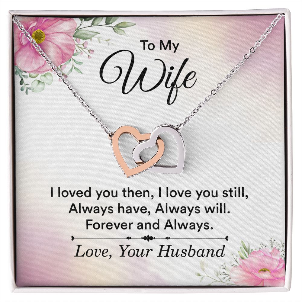 Birthday Gifts For Wife, Necklace Gifts For Wife From Husband, To My Wife Jewelry For Women , To My Wife Necklace  from Husband Wedding Anniversary Present For Wife, Beautiful Wife Jewelry Christmas27 Interlocking Hearts Necklace