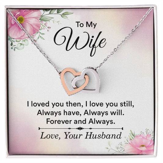 Birthday Gifts For Wife, Necklace Gifts For Wife From Husband, To My Wife Jewelry For Women , To My Wife Necklace  from Husband Wedding Anniversary Present For Wife, Beautiful Wife Jewelry Christmas27 Interlocking Hearts Necklace