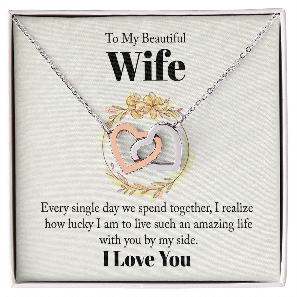 To My Beautiful Wife Necklace, Wedding Anniversary Jewelry For Women, Necklace For Wife from Husband, Gifts For Wife Birthday Gifts Necklace, Jewelry With Message Card In A Gift Box