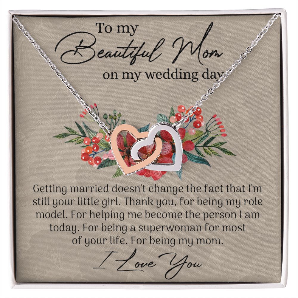 Mom Wedding Gift from Bride, Gift for Mom on Wedding Day, Mother of the Bride Necklace, Wedding Gift for Mom, Bride to Mom Gift Interlocking Hearts Necklace