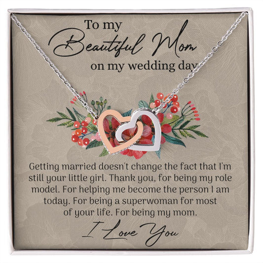Mom Wedding Gift from Bride, Gift for Mom on Wedding Day, Mother of the Bride Necklace, Wedding Gift for Mom, Bride to Mom Gift Interlocking Hearts Necklace