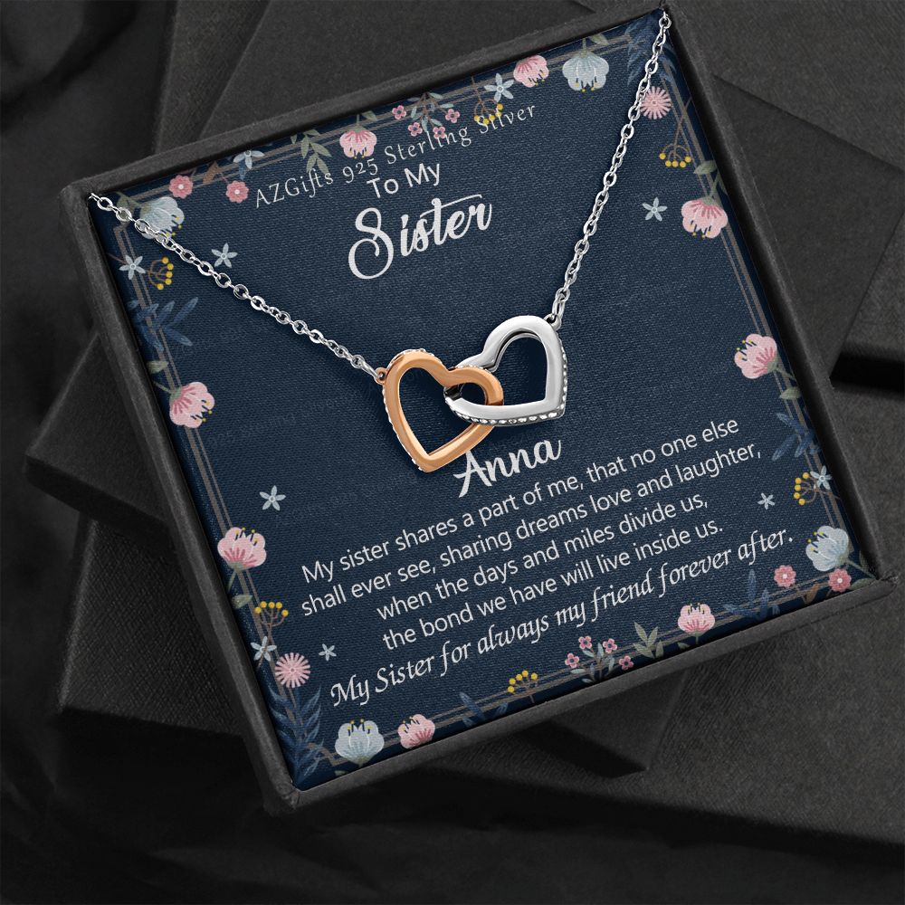 To My Sister Necklace, Pendant Inspirational Jewelry for Women Teen Girl, Keepsake Family and Friendship Gifts, Gift for Sisters, Necklace for Sisters, Sisters Jewelry 301 Interlocking Hearts Necklace