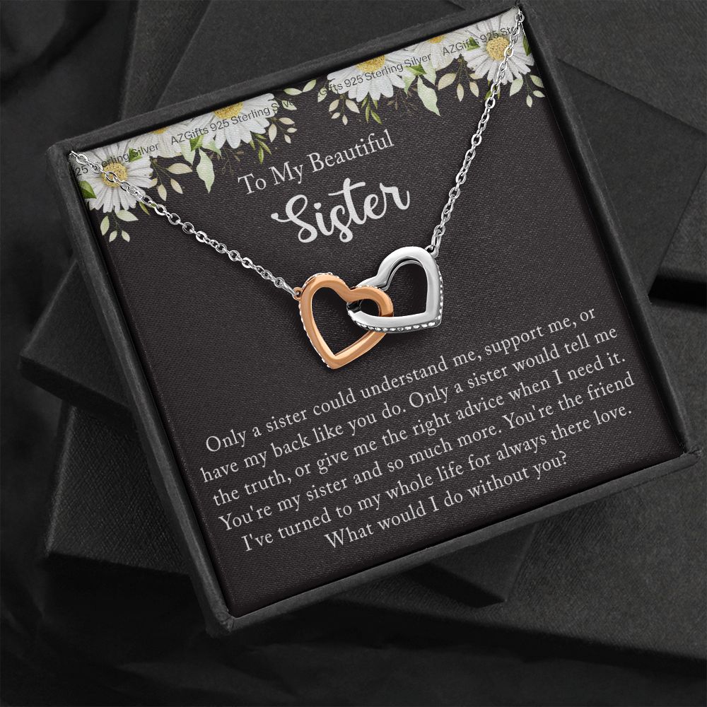 To My Sister Necklace, Sister to Sister, Birthday gift For Sister from Brother 2 Interlocking Hearts Necklace