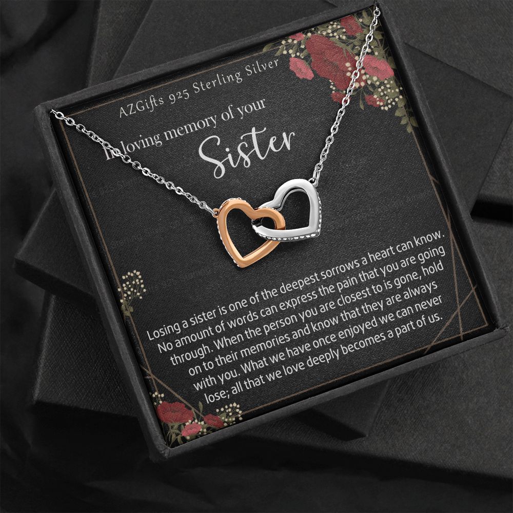 In Loving Memory Of Your Sister Necklace Memorial Gifts For Loss Of Sister Gift Mother Condolence Gift Grief Gift Remembrance Gifts for Bereavement Jewelry Gift for Women 301 Interlocking Hearts Necklace