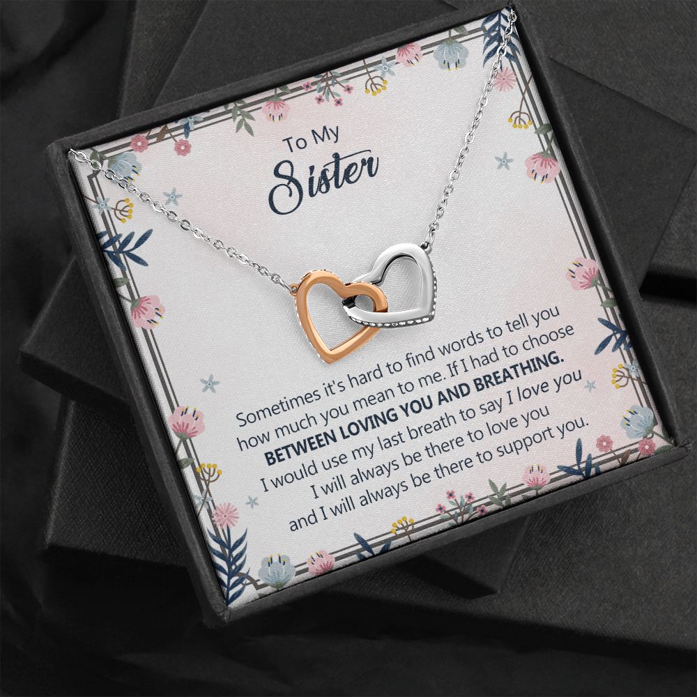 To My Sister Necklace Pendant Inspirational Jewelry For Women Teen Girl Family and Friendship Gifts Sisters Gifts Idea Sister Jewelry Necklace for Sisters Sentimental Gifts for Sister 301 Interlocking Hearts Necklace
