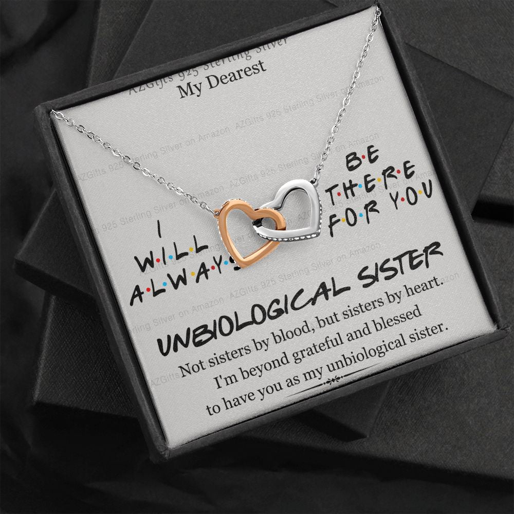 To My Unbiological Sister Necklace Pendant Gift for Soul Sister Unbiological Sister Gift for Women Girls My Unbiological Sister Jewelry Birthday Gift Idea 301 Interlocking Hearts Necklace