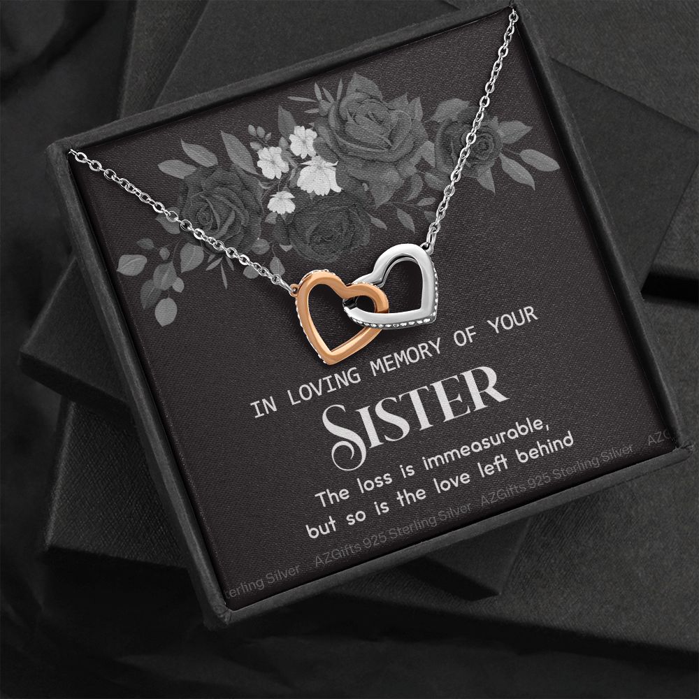In Memory Of Your Sister, Sympathy Gift Loss Of Sister, Sympathy Gift Box, Loss Of Sister Necklace, Loss Of Sister, Loss Of A Sister Interlocking Hearts Necklace