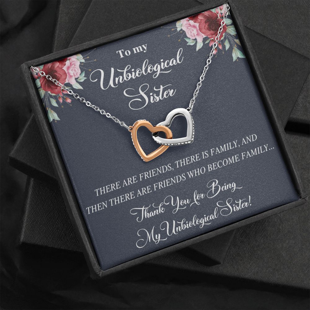 Unbiological Sister Alluring Beautiful Necklace, Best Friend Necklace, Soul Gift Interlocking Hearts Necklace