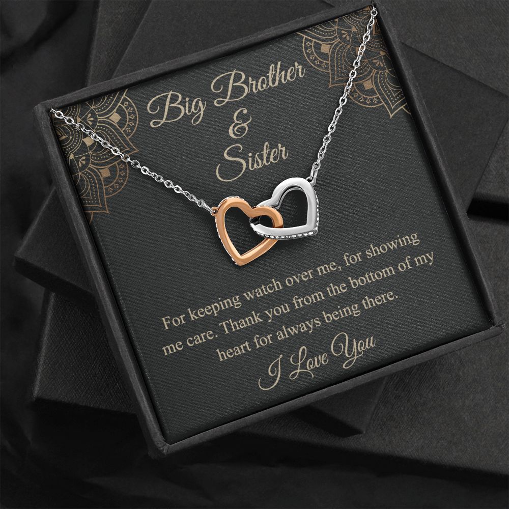 Brother Christmas Gift Chain Necklace, Christmas Gift for Brother from Sister Interlocking Hearts Necklace