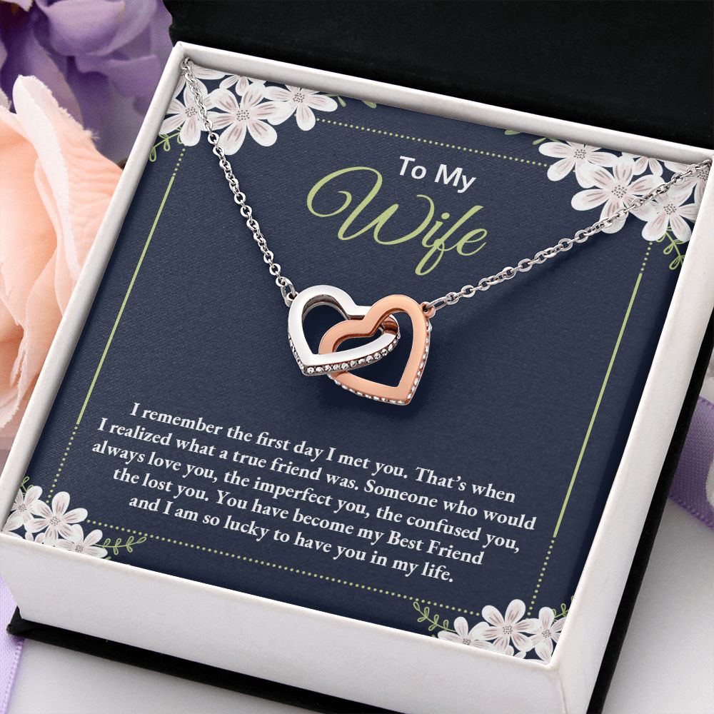 Birthday Gifts For Wife, Necklace Gifts For Wife From Husband, To My Wife Jewelry For Women , To My Wife Necklace  from Husband Wedding Anniversary Present For Wife, Beautiful Wife Jewelry Christmas28 Interlocking Hearts Necklace