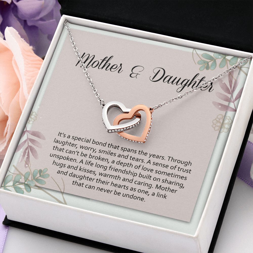 Mom Necklace Gifts for Mom from Daughter to Mom Gifts for Mothers Day from Daughter, To My Mom Necklace from Daughter to Mom Birthday Gifts Necklace with Message Card and Gift Box2245 Interlocking Hearts Necklace