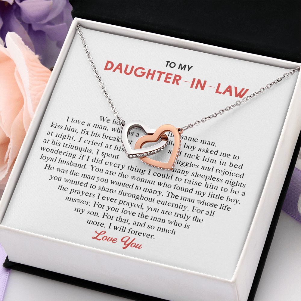 To My Daughter-in-Law Alluring Beauty Necklace Birthday Graduation Gift For Her Interlocking Hearts Necklace