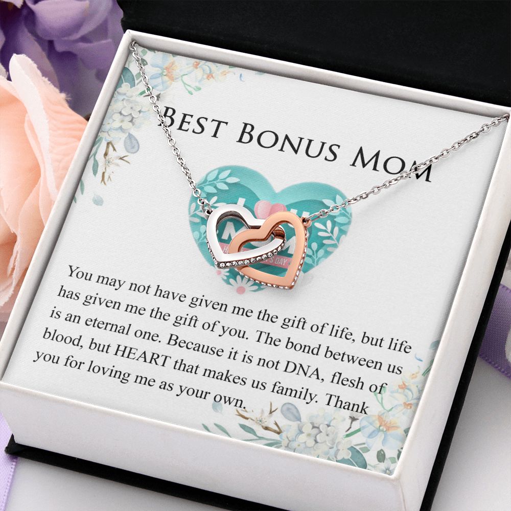Mother Daughter Necklace as Daughter Gift from Mom, Mom Necklace as Christmas Gift for Mom from Son, Birthday Gift for Mother in Law Necklace, Bonus Mom Gifts for Step Mom Necklace Interlocking Hearts Necklace