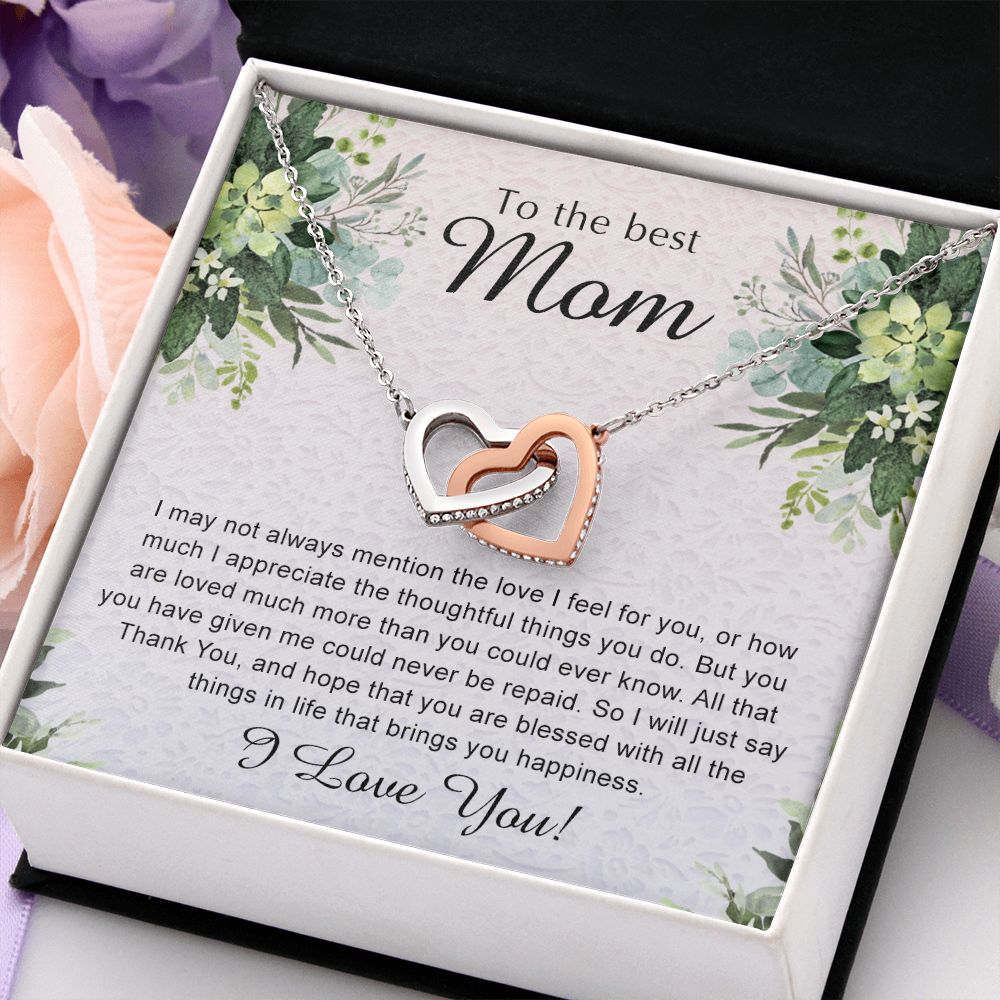 To My Best Mom Necklace, Necklace for Mother, Daughter Gift For Mom, Present For Mom, Mother Gifts from Son or Daughter, Jewelry Gift for Mothers Day, Birthday Gift for Mother, Moms Interlocking Hearts Necklace
