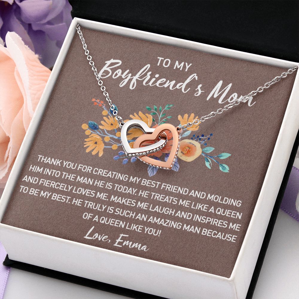 Gift for Boyfriend's Mom, Boyfriend Mom Gift, To My Boyfriends Mom's Gift, Mother's Day Gift for Boyfriends Mom, Boyfriend Mom Interlocking Hearts Necklace