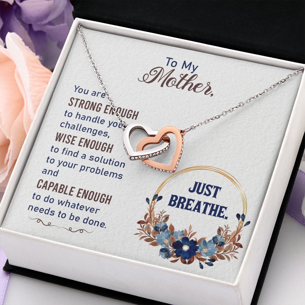 To My Mother Necklace Pendant Gift From Daughter In Law Necklace Strong Enough Gift For To Mom Happy Mother's Day Mother In Law Gift On Birthday Anniversary Gift 30821 Interlocking Hearts Necklace