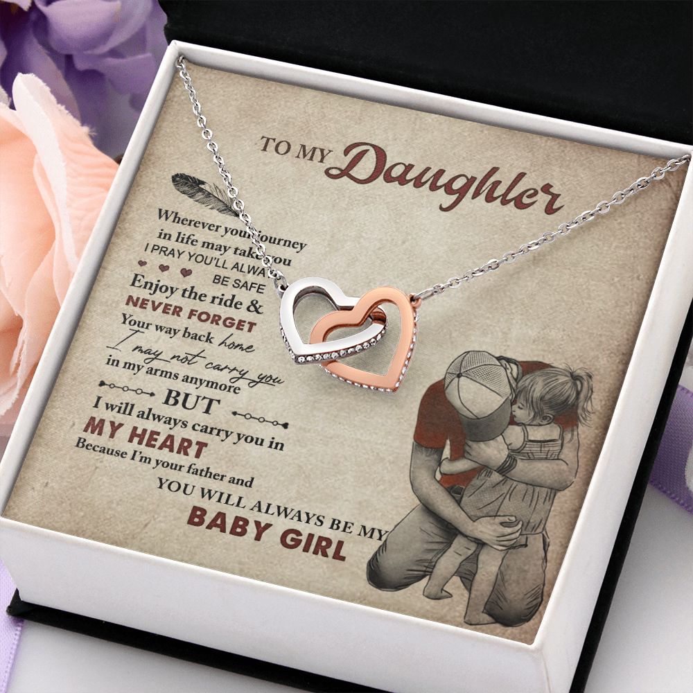 To My Daughter Necklaces Pendants - Father and Daughter Necklace - Gift from Daddy - Luxury Necklace Silver On Birthday, Anniversary - Includes Gift Box Interlocking Hearts Necklace