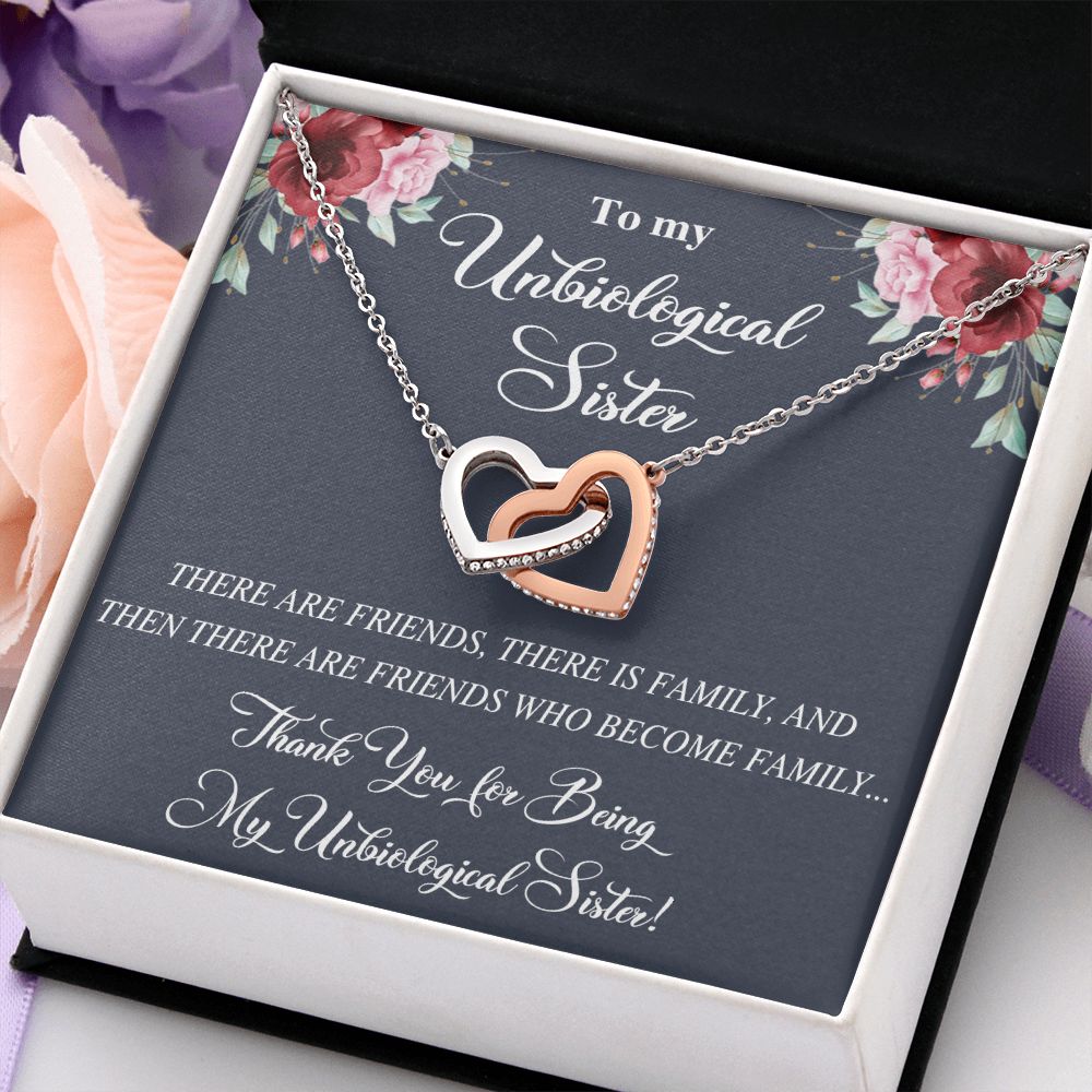 Unbiological Sister Alluring Beautiful Necklace, Best Friend Necklace, Soul Gift Interlocking Hearts Necklace