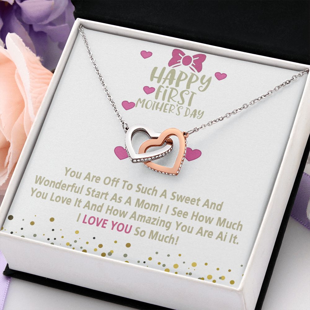 Mom Necklace Gifts for Mom from Daughter to Mom Gifts for Mothers Day from Daughter, To My Mom Necklace from Daughter to Mom Birthday Gifts Necklace with Message Card and Gift Box15 Interlocking Hearts Necklace