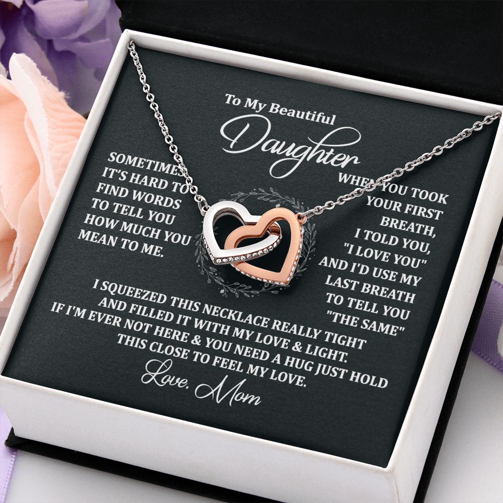 Mother Daughter Gift Ideas, To My Daughter Gift Necklace from Mom, Jewelry Pendant Present for Daughter, Birthday Christmas Gift Graduation Gifts for Daughters, Mother and Daughter Necklace 2135 Interlocking Hearts Necklace