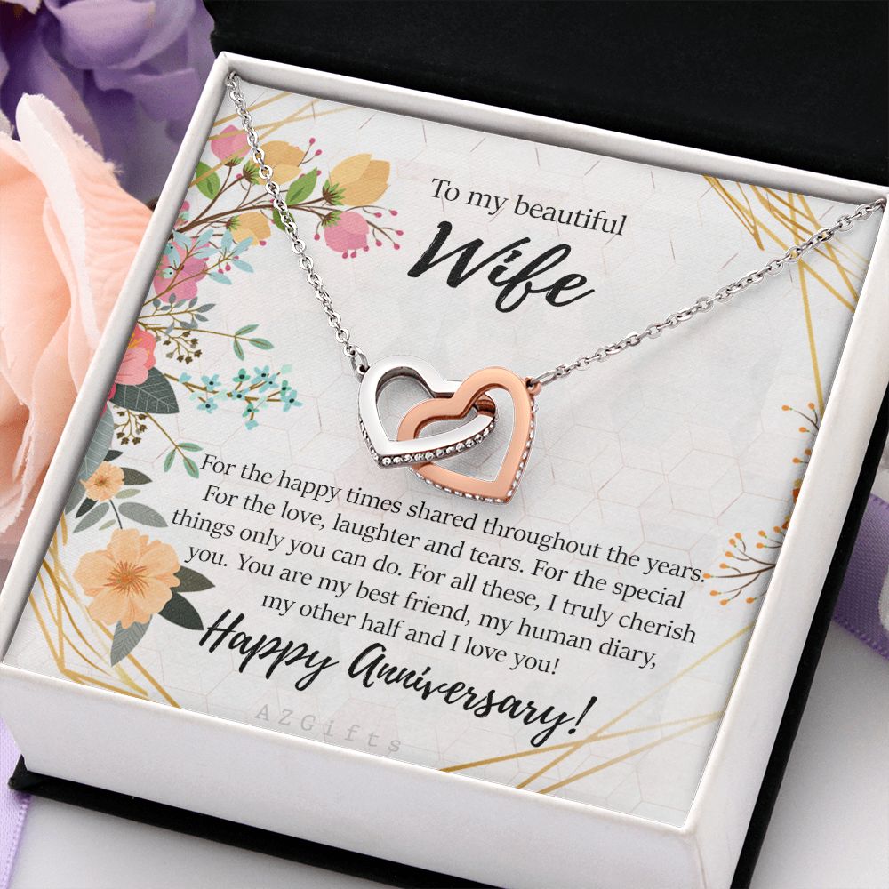 To My Wife Necklace from Husband, Personalized Necklace for Women, Luxury Necklace for Wife from Man Men, Wedding Anniversary Present For Wife, Beautiful Wife Jewelry Christmas Birthday Gifts For Wife8 Interlocking Hearts Necklace