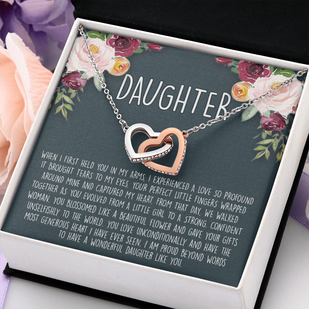 Daughter Necklace Gift for Daughter, Daughter Jewelry, Mother Daughter Interlocking Hearts Necklace