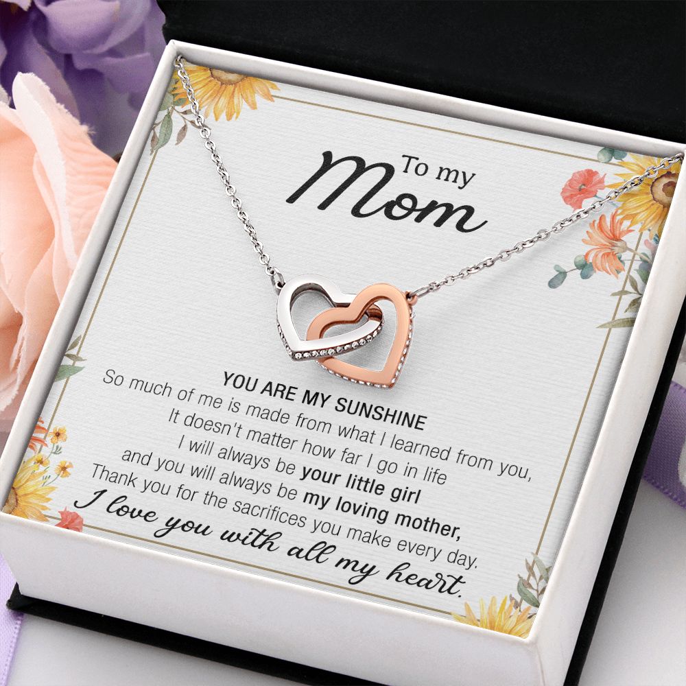 Mom Necklace Gifts for Mom from Daughter to Mom Gifts for Mothers Day from Daughter, To My Mom Necklace from Daughter to Mom Birthday Gifts Necklace with Message Card and Gift Box13 Interlocking Hearts Necklace