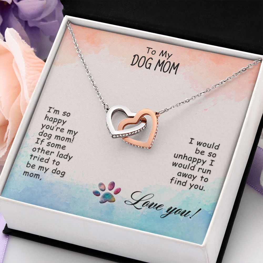 Love Knot Necklace, Dog Mom Gift For Mother's Day, Dog Mom Necklace For Women, Dog Mama Sentimental Gift, Dog Lover Gifts For Her, Unique2 Interlocking Hearts Necklace