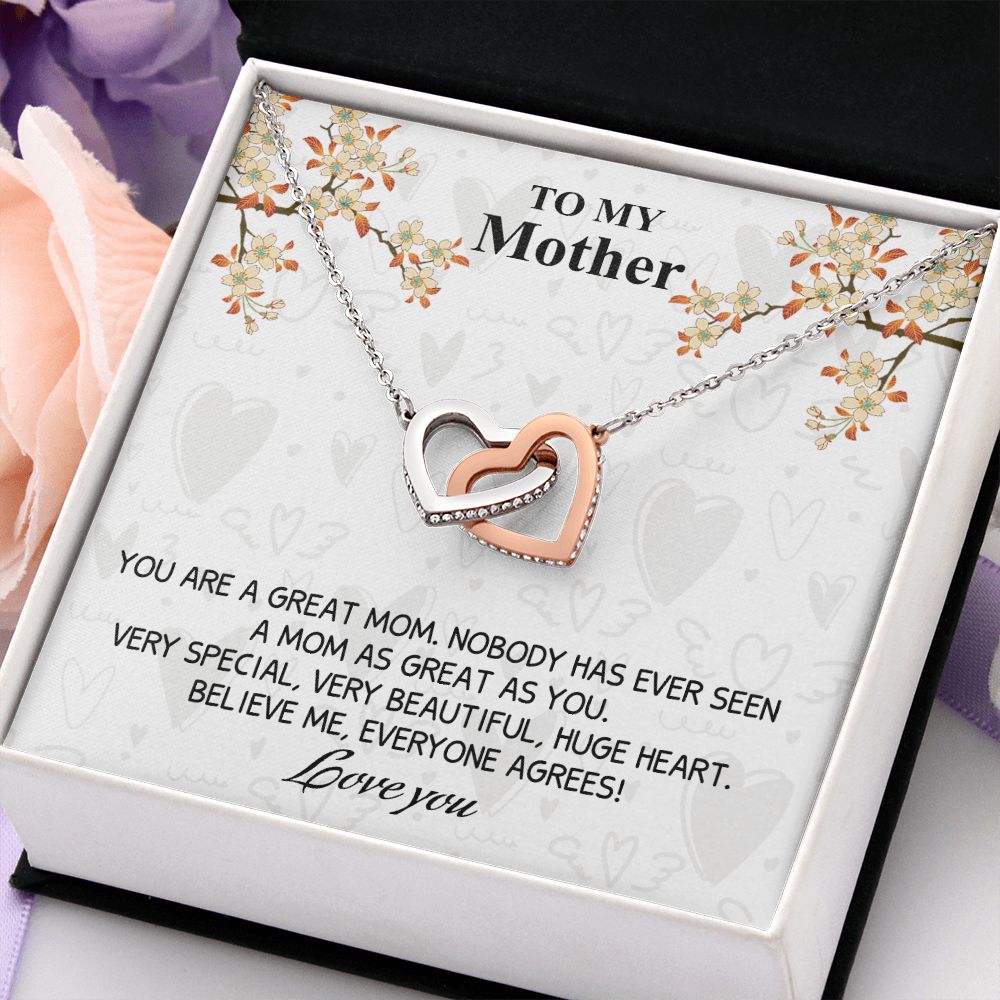Mom Necklace Gifts for Mom from Daughter to Mom Gifts for Mothers Day from Daughter, To My Mom Necklace from Daughter to Mom Birthday Gifts Necklace with Message Card and Gift Box8 Interlocking Hearts Necklace