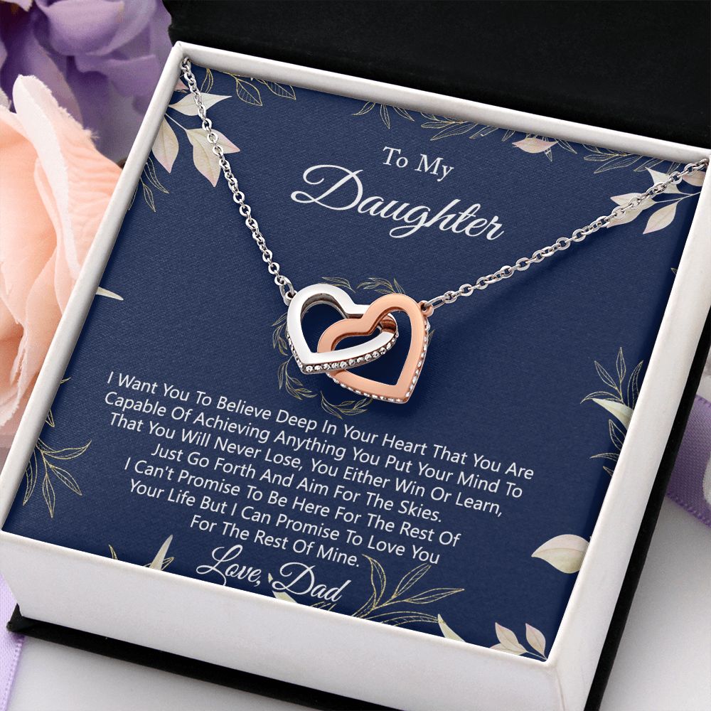 Gift For Daughter from Dad Daughter Father Necklace for Daughter Gift from Dad To My Daughter Necklace Daughters Birthday Christmas Jewelry Birthday Gifts for Women Girls Interlocking Hearts Necklace