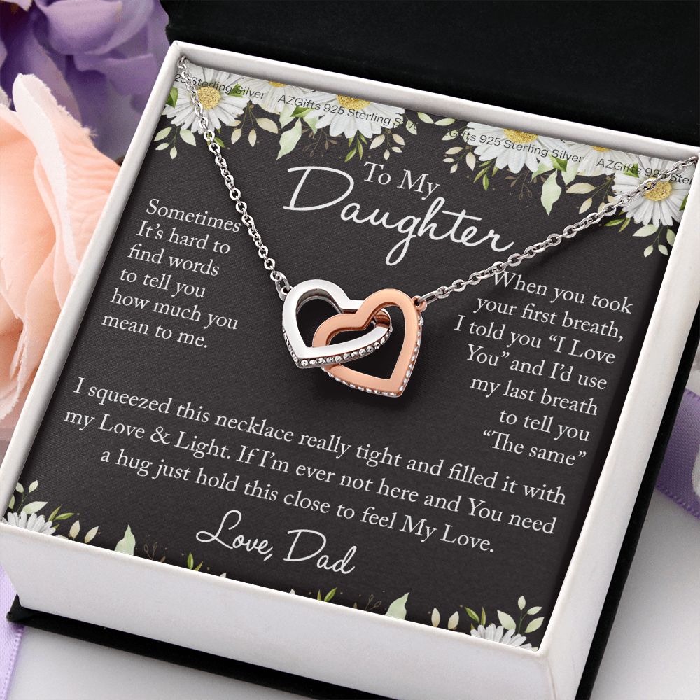 To My Daughter Necklace from Dad Father Daughter Birthday Gift For Daughter From Dad Graduation Gift for Her Girls Teen Girl Necklace Gift From Dad Gift For Daughter Interlocking Hearts Necklace