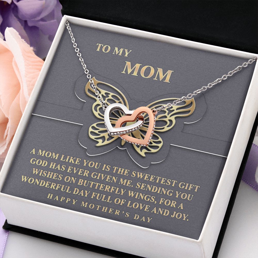 To My Mom Necklace, Gift For Mom, Mother's Day Gift from Daughter, Mom Jewelry Gift for Mothers Day, Birthday Gift for Mother, Moms Gift from Daughter Son, Necklace for Mom Mother 12 Interlocking Hearts Necklace