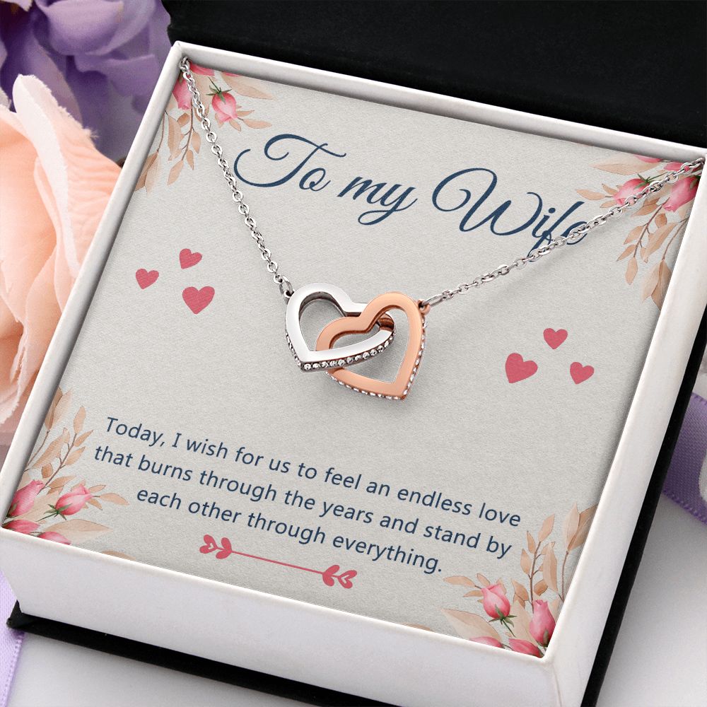 Birthday Gifts For Wife, Necklace Gifts For Wife From Husband, To My Wife Jewelry For Women , To My Wife Necklace  from Husband Wedding Anniversary Present For Wife, Beautiful Wife Jewelry Christmas 4 Interlocking Hearts Necklace