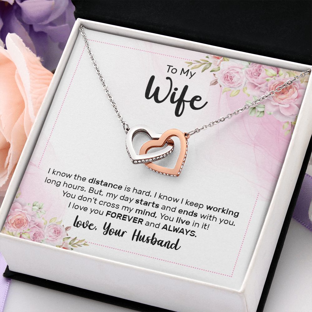 Birthday Gifts For Wife, Necklace Gifts For Wife From Husband, To My Wife Jewelry For Women , To My Wife Necklace  from Husband Wedding Anniversary Present For Wife, Beautiful Wife Jewelry Christmas29 Interlocking Hearts Necklace