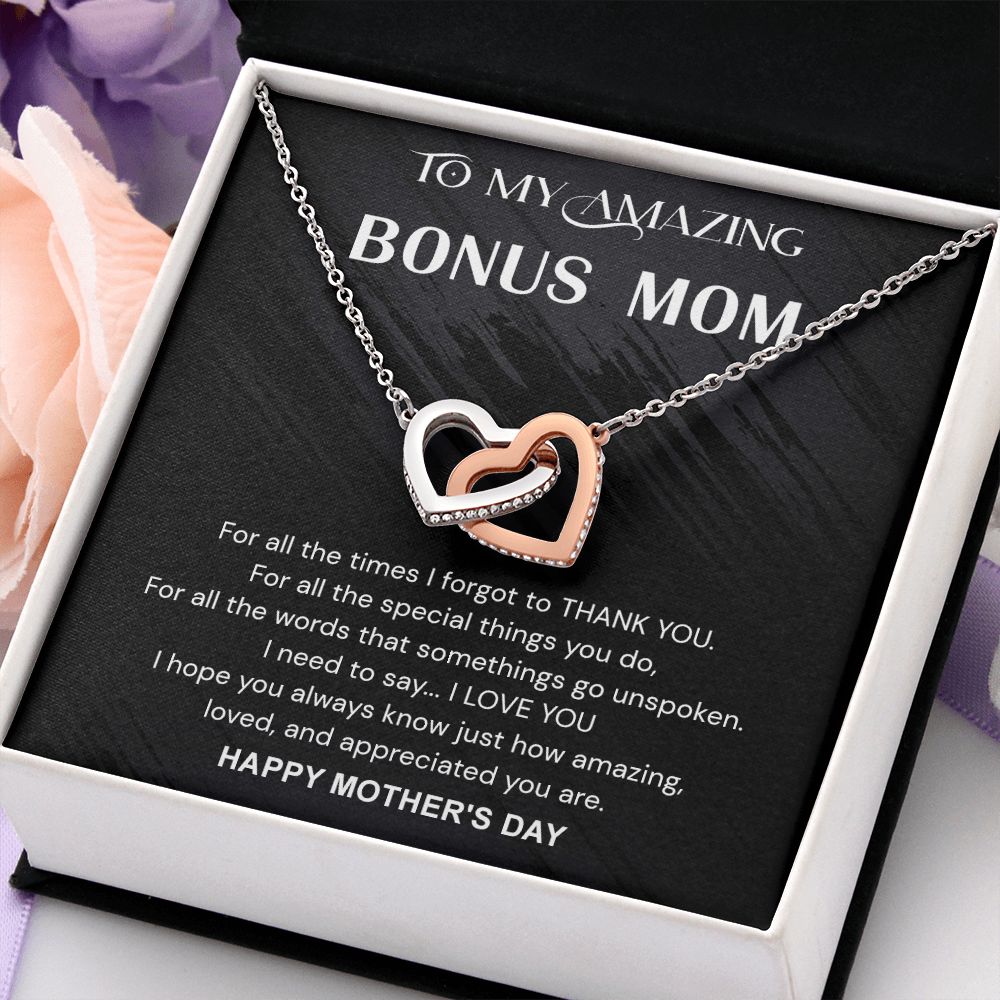 Mother's Day Gifts For Bonus Mom, Bonus Mom Mothers Day Gift, Bonus Mom Necklace, Gift For Bonus Mom On Mother's Day Interlocking Hearts Necklace